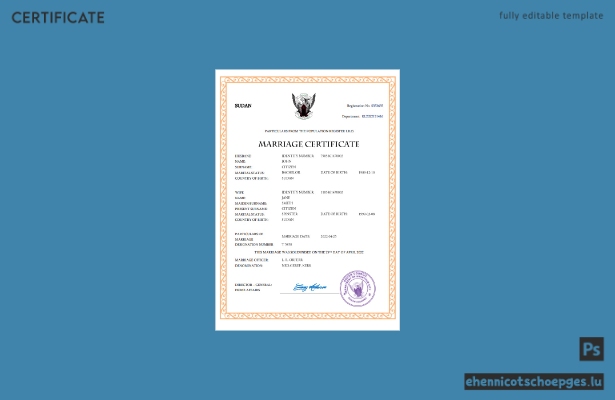 Sudanesische Heiratsurkunde – Beispielvorschau in Word und PDF